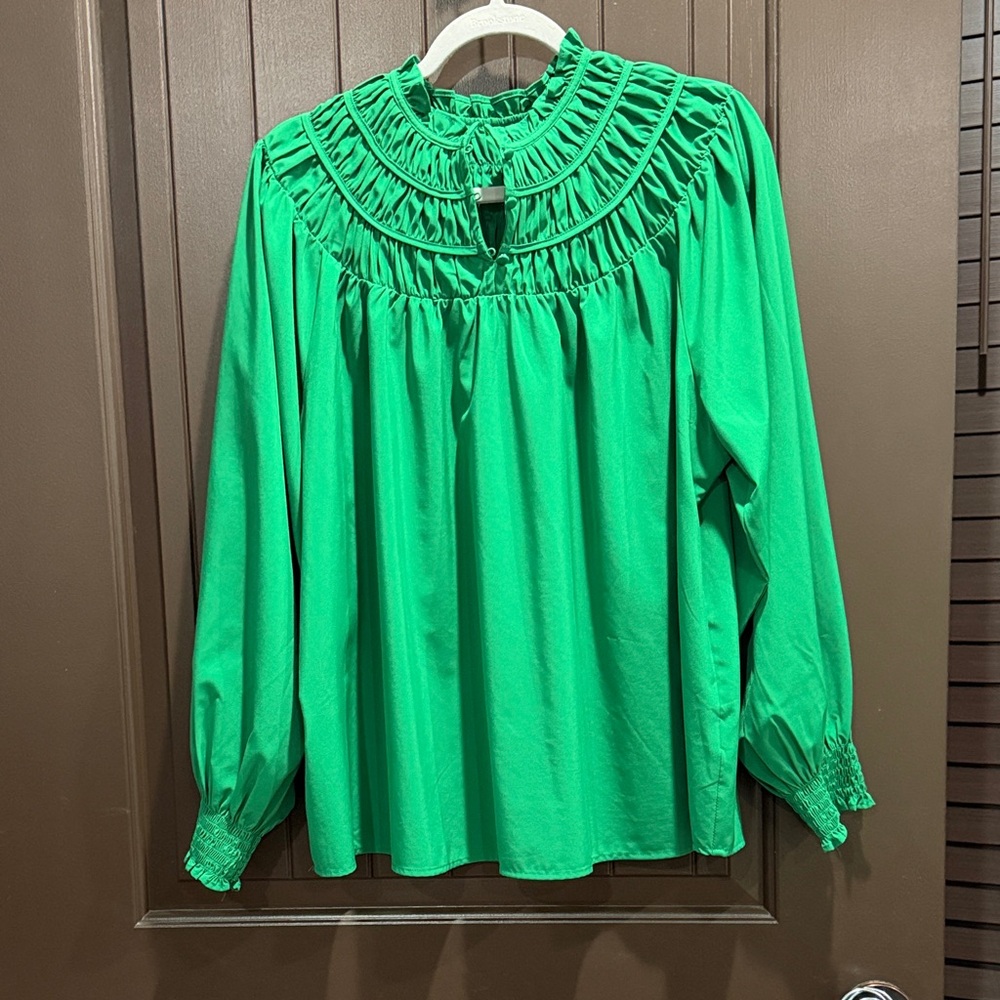 Cato Vibrant Green Ruffled Blouse